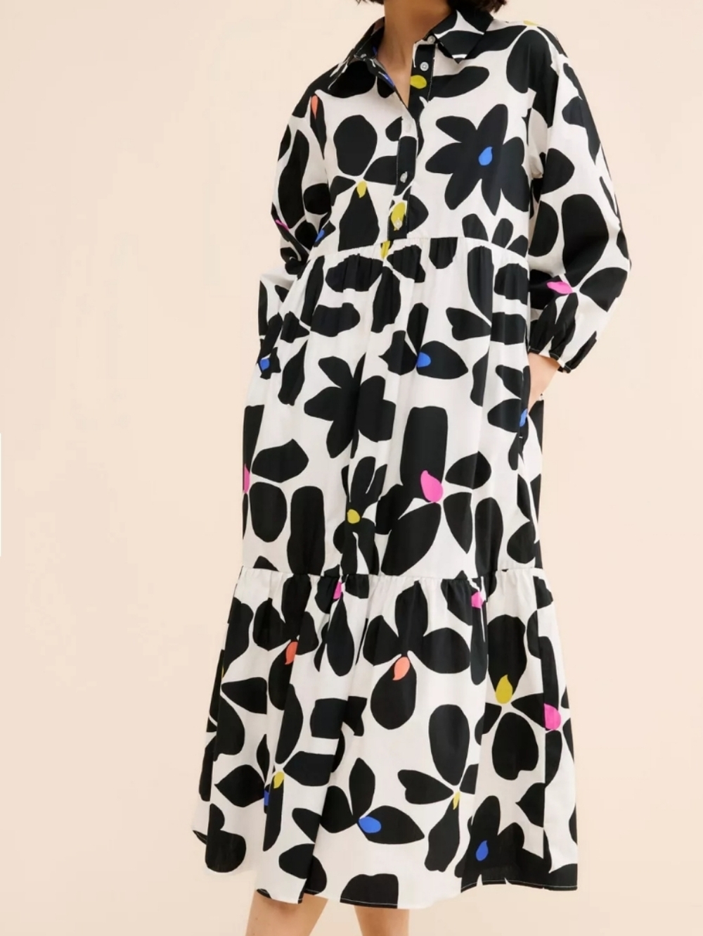 Bettina Tiered Shirt Dress by Maeve by Anthropologie Small Color Oxford
